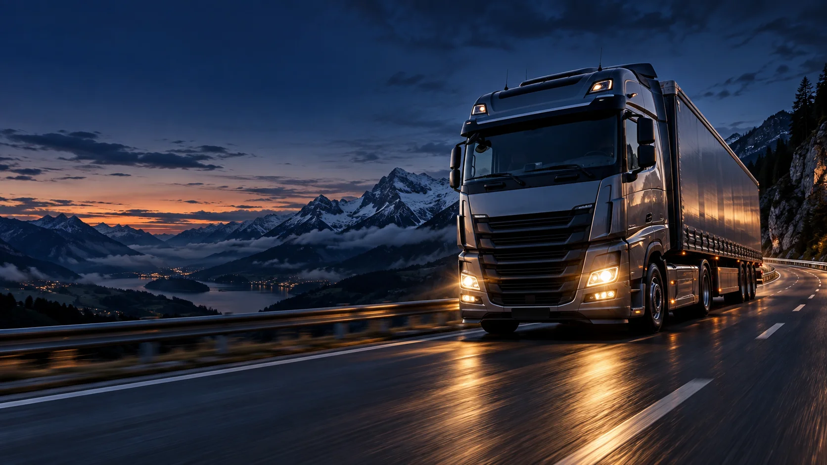 Camion européen sur la route